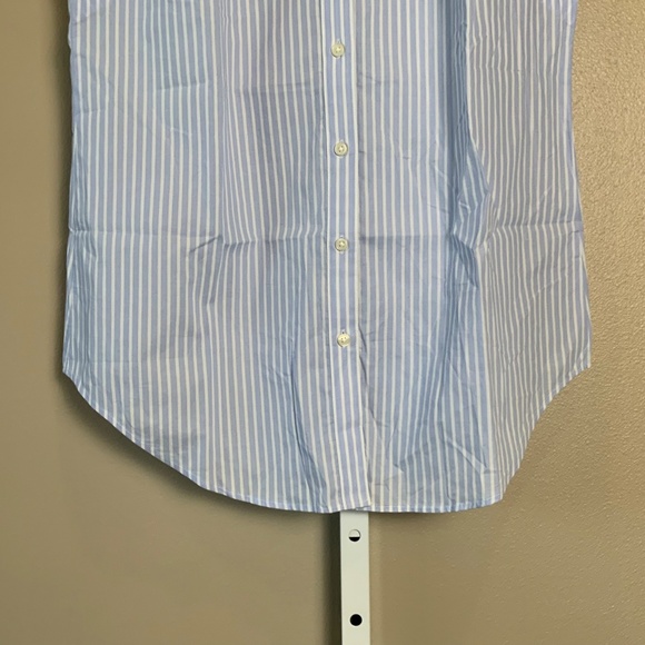 Ann Taylor Collared Split Neck Striped Sleeveless Shirt - Picture 12 of 16